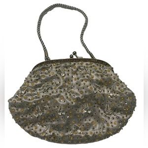 Vintage silver beaded evening purse